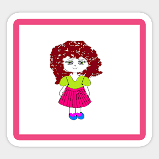 green blouse girl Sticker